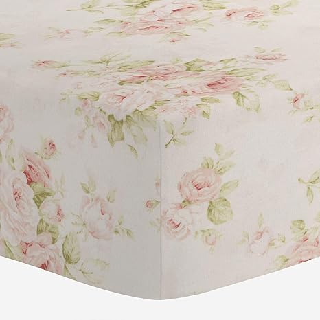 pink floral crib sheet