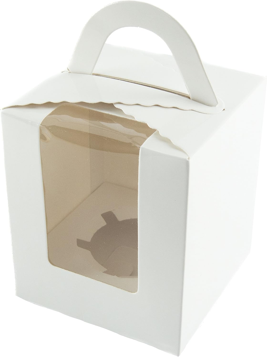 Bakewell's Cake Boxes 10x EinzelCupcakeBoxen in weiß mit Griff und