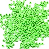 Gxueshan 1000 Pcs Acrylic Brilliant Green Pony Beads 6x9mm Bulk for Bracelet Necklace Jewelry Making Earring Hair Braiding