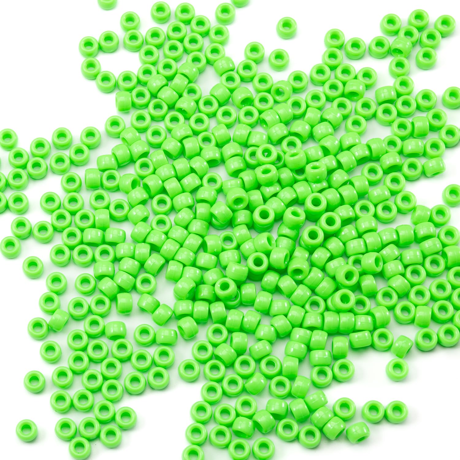 Lot of 1000 Orange Acrylic Pony Beads 6 x 9 mm for DIY Crafts, Bracelets, Necklaces, Jewelry, Earrings, Hair Braiding (Fresh Green)