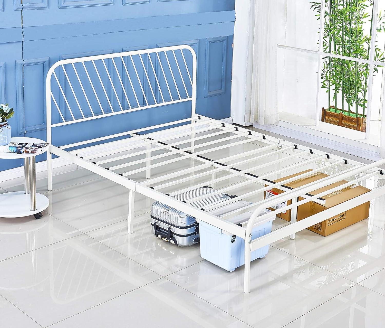 Best Full Bed Frame White Metal