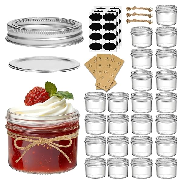 COMSAF 4 OZ MASON JARS BULK SET, 24...