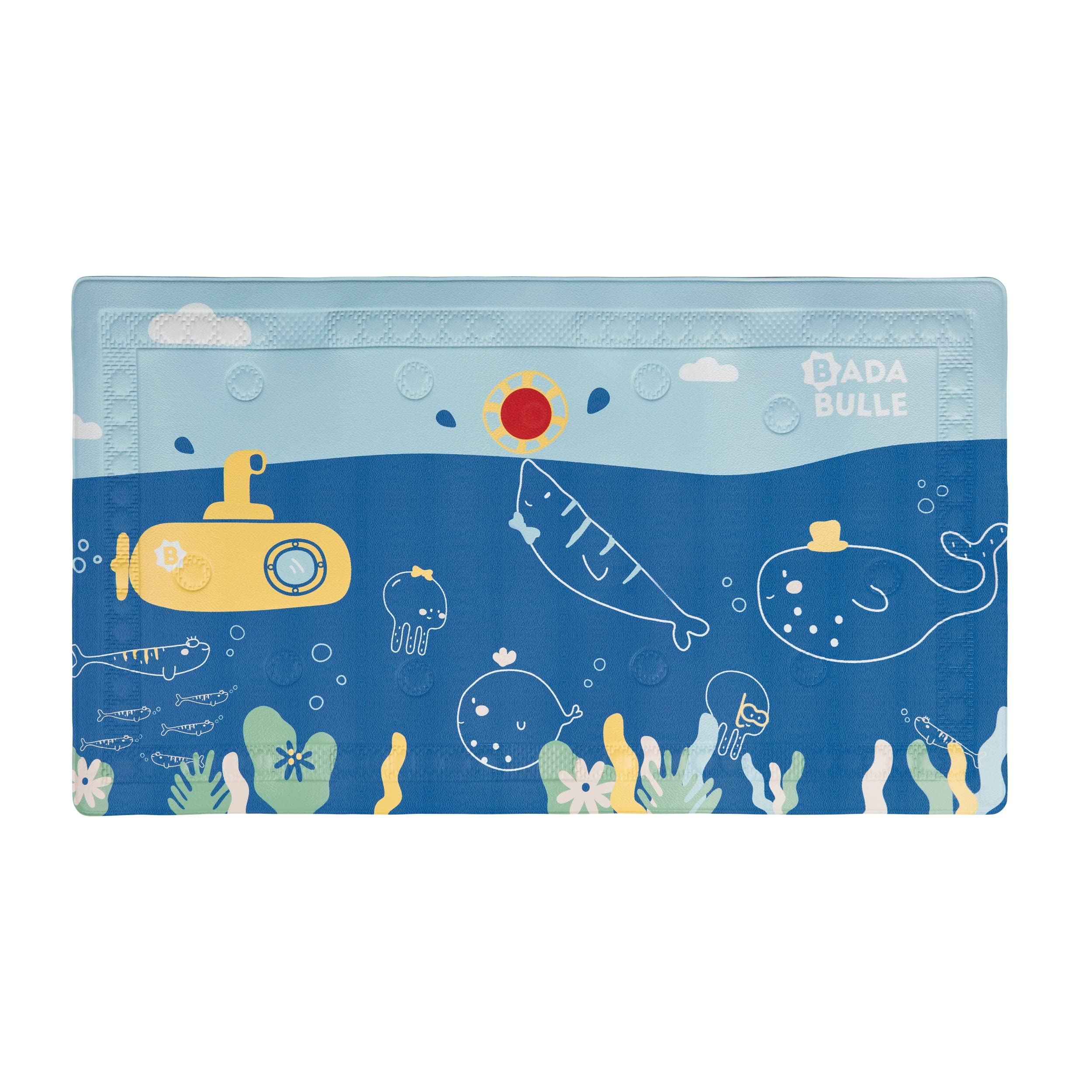 Badabulle Sea Animals Bath Mat for Children 70 x 40 cm Non-Slip & Temperature Sensor