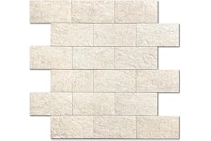M MOFIT Stone Backsplash Peel and Stick Tiles Matte,Adhesive Mosaic Subway Tiles Waterproof Wall Tile Stickers for Bathroom Shower(Beige,10PCS)