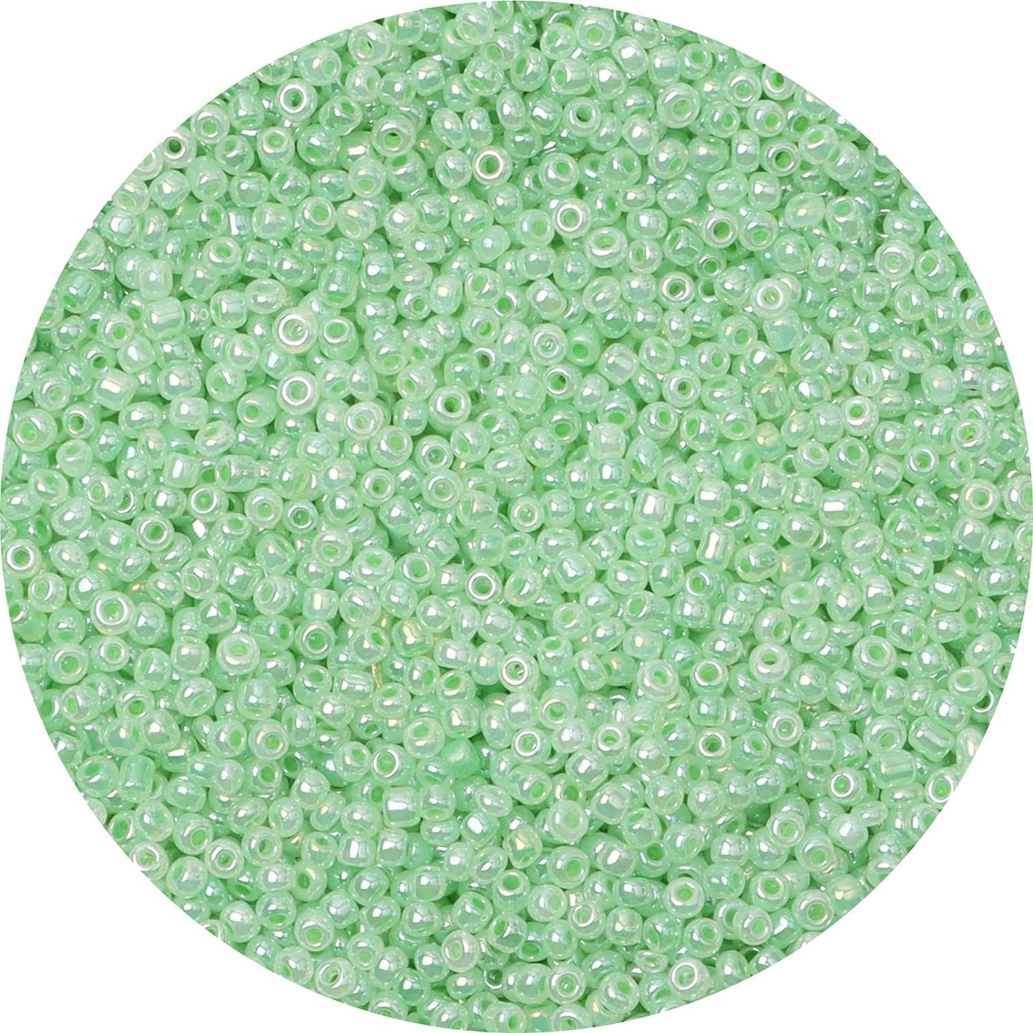 10000PCS Glass Seed Beads for Bracelet Making, 2mm Small Green Craft Beads for Jewellery Making DIY Necklace Earring Keychain and Crafting