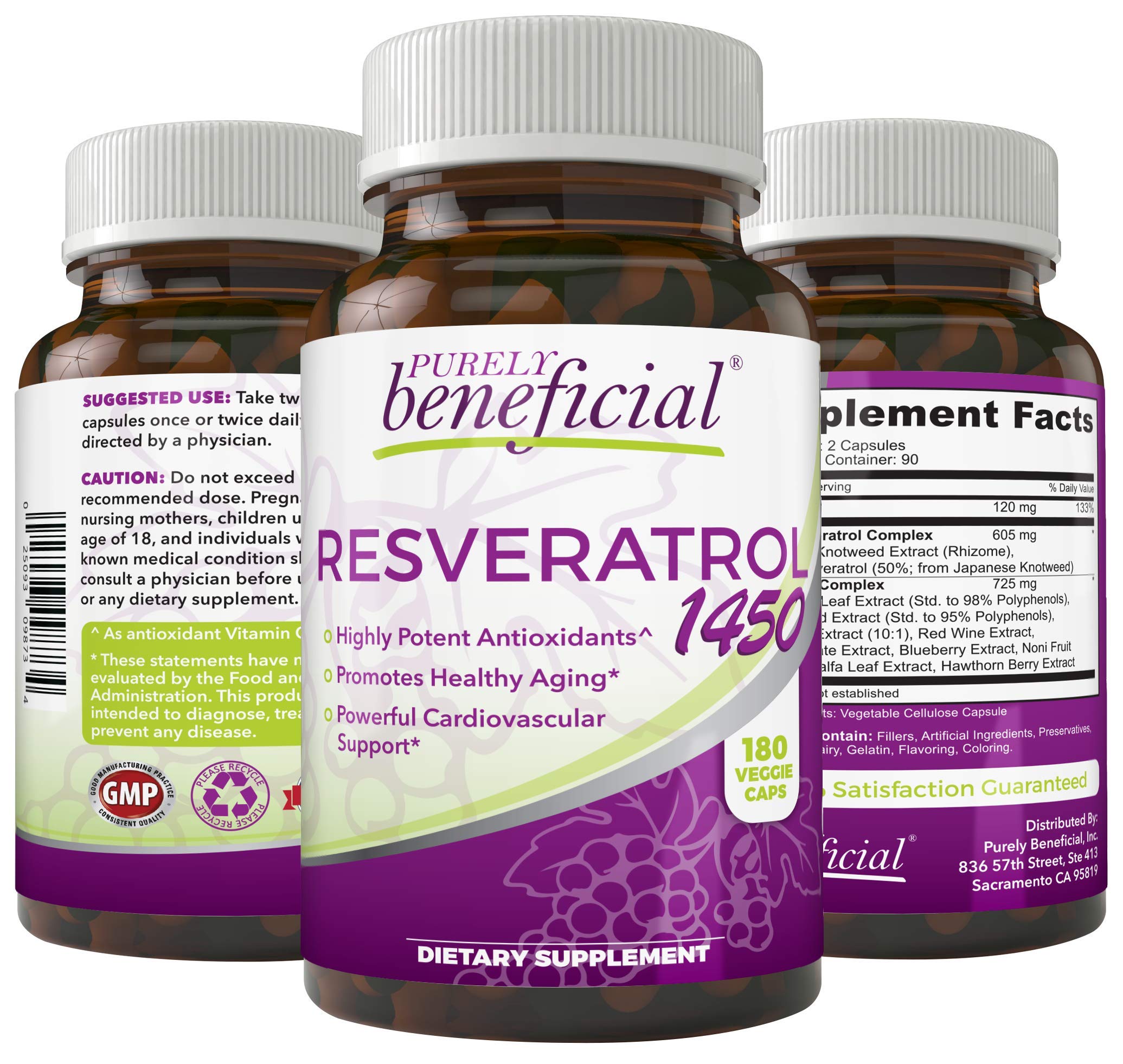 RESVERATROL1450 90day Supply, 1450mg per Serving of Potent Antioxidants & TransResveratrol