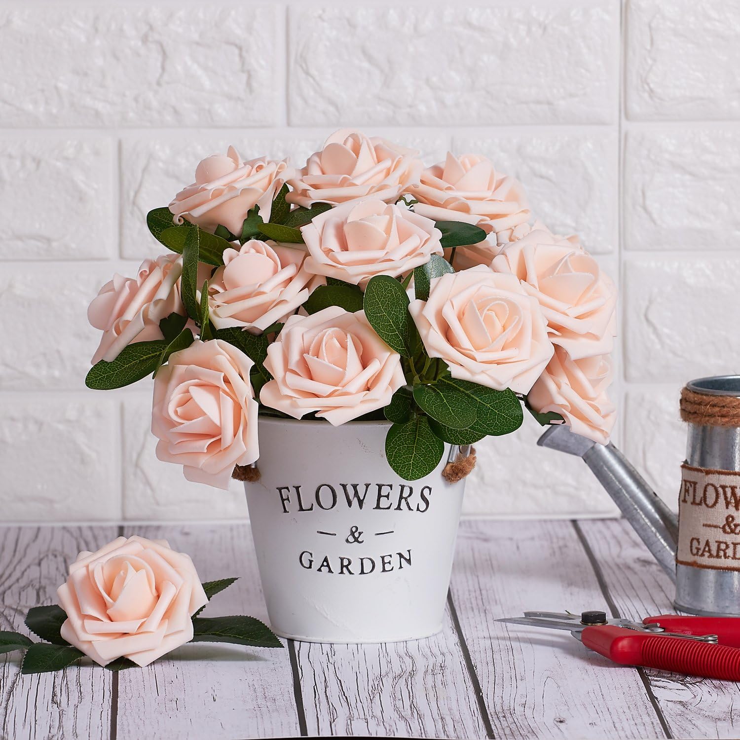 N&T NIETING Artificial Flowers Roses, 25pcs Real Touch Fake Foam Rose DIY for Wedding Bridal Bouquets,Mother's Day - Image 3