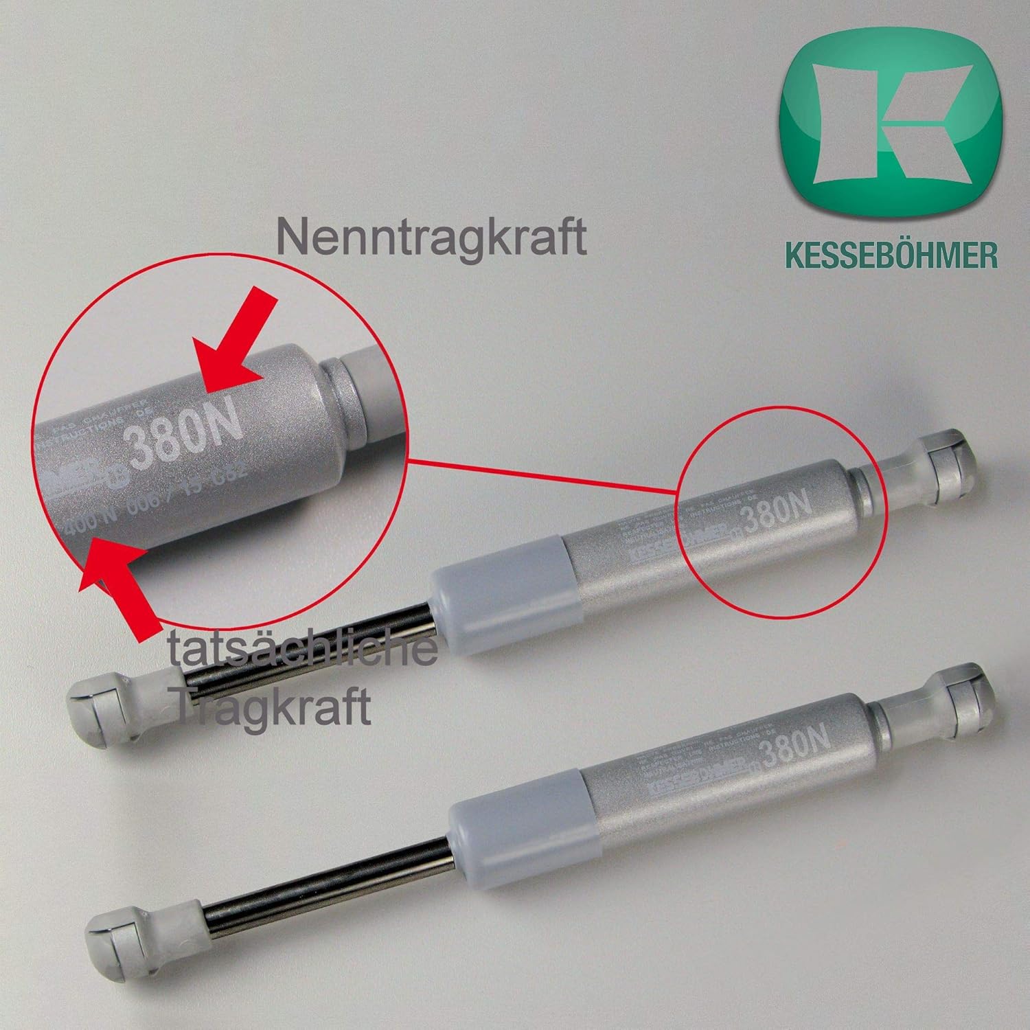 2 x SO-TECH® Kesseböhmer Compression Spring Lift-O-Mat for Kesseböhmer Enhanced Version 380N (400N), silver, 2 Stück - 380 N (400N) - Image 4