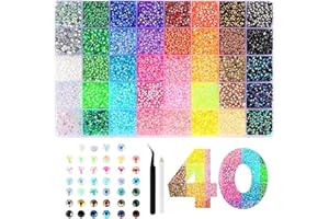 40 Colors Rhinestones Bedazzling Kit, 32000 Pcs 3mm/4mm/5mm Flatback Gems With Tools, Bling DIY Craft Supplies for Clothing S