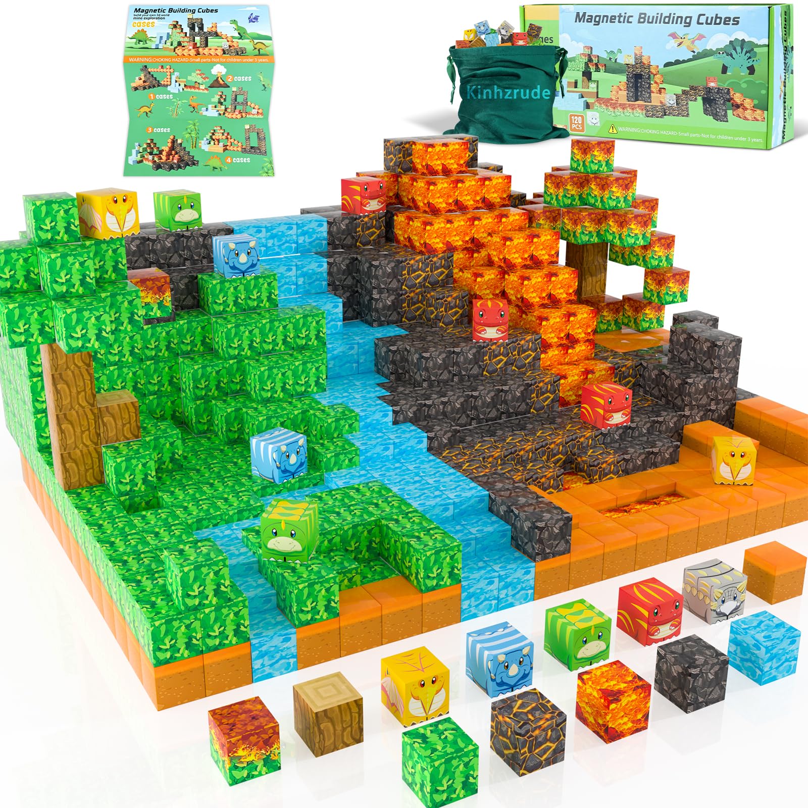 Magnetic Blocks 120PCS 1 Inch Magnet Cubes Building Set for Kids, Montessori STEM Construction Toy, Creative Magnet Tiles Educational Gift for Boys & Girls Ages 3+