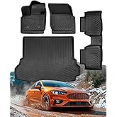 Car Floor Mats for Ford Fusion with Cargo Liner 2020 2019 2018 2017 (Not Hybrid), All Weather Anti-Slip Trunk Cargo Carpet Custom Fit for Fusion Accessories 2017-2020 Full Set 4-Piece Black