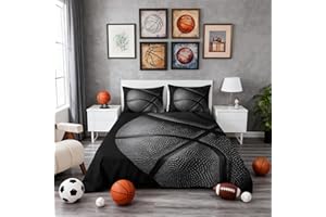 Castle Fairy NO Comforter,Basketball Lover Bedding Sets Queen Size for Boys Men,Ball Sports Gaming Duvet Cover Ultra Soft Black Comforter Cover Set
