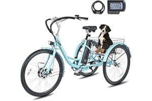 Viribus Electric Tricycle for Adults, 350W Electric Trike 7 Speed with UL 36V 13Ah Battery, 3 Wheel Electric Bikes for Adults with Dual Chains, E Trikes for Women Men Seniors, 330 lb. 24 26 inch