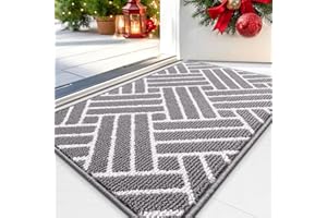 OLANLY Indoor Door Mat, 32x20 Inch, Dirt Resistant and Absorbent, Non-Slip Rubber Backing Floor Mats, Easy Clean Low-Profile Doormat for Entryway, Front Door, and Inside Entrance, Grey