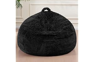 WSOFRLAC Bean Bag Cover (No Filler), Soft Faux Fur Stuffed Animal Storage Covers Only, Fluffy Plush Bean Bag Chair Cover Washable, Comfy Bean Bag Covers for Adults Kids Teens, Bing Bag Chairs Cover