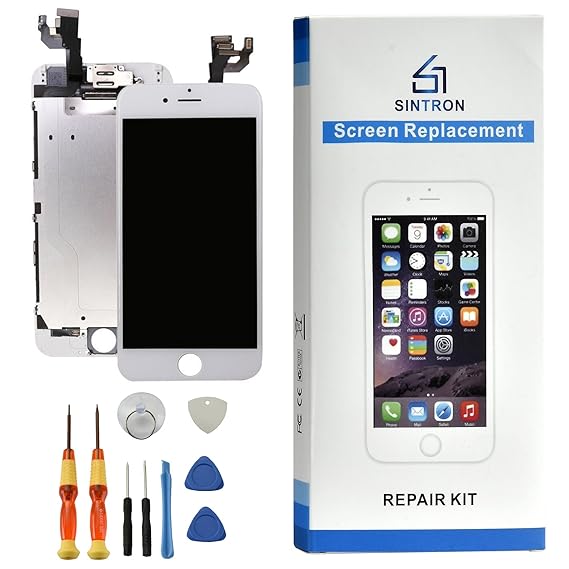 Sintron OEM LCD Bildschirm Ersatz - Für iPhone 6S Plus Weiß Komplett Montiert Einschließlich Originalteile Frontkamera, Näher