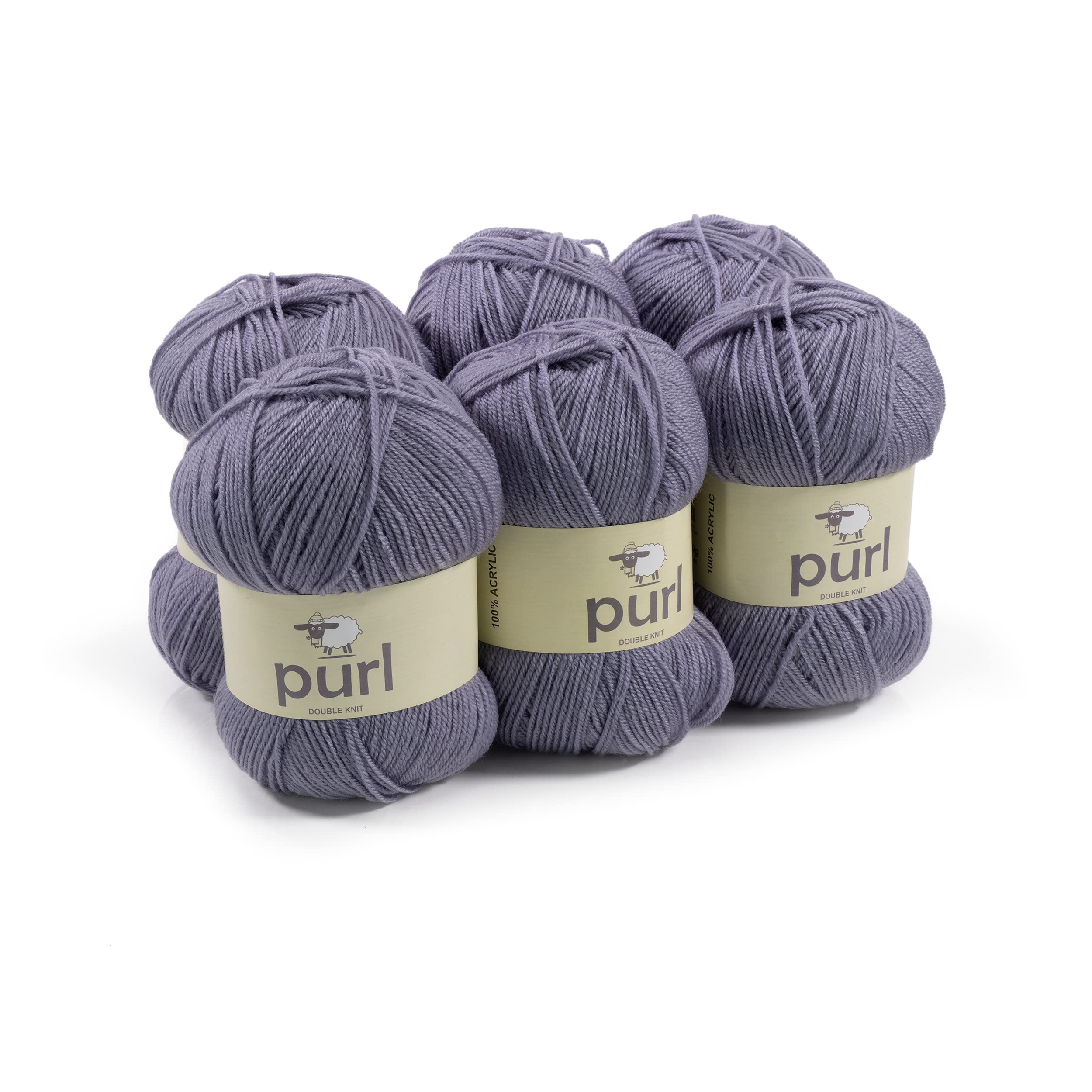 Purl 100g Premium Acrylic Yarn Lilac, Pack of 6