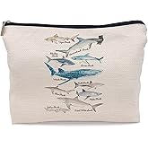Lacosu Shark Makeup Bag,Shark Stuff,Shark Gifts For Shark Lovers，Marine Life Species Of Sharks Chart Cosmetic Makeup Bag