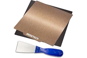 Geeetech Dual Sided Textured PEI Sheet and Magnetic Sticker with Adhesive 235 x 235mm, Golden Spring Steel Flexible Build Plate for Ender 3/ Ender 3 Pro/Geeetech Mizar/Ender 5/ CR 20/ CR 20 Pro