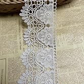 9cm Wide Crown Pattern Embroidery Lace Trim – 4 Yards, White Polyester Lace For DIY Clothing & Home Decor