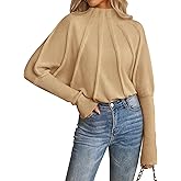 NALANISA Women's Mock Neck Batwing Sleeve Sweaters 2025 Fall Winter Oversized Knit Cute Pullover Sweater Dolman Tops Trendy