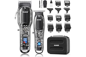 GLAKER Hair Clippers,Hair Clippers for Men Cordless Clippers for Hair Cutting Mens Hair Clippers Hair Trimmer Zero-Gap Trimmer Quiet Barber Clipper with 11 Guide Combs