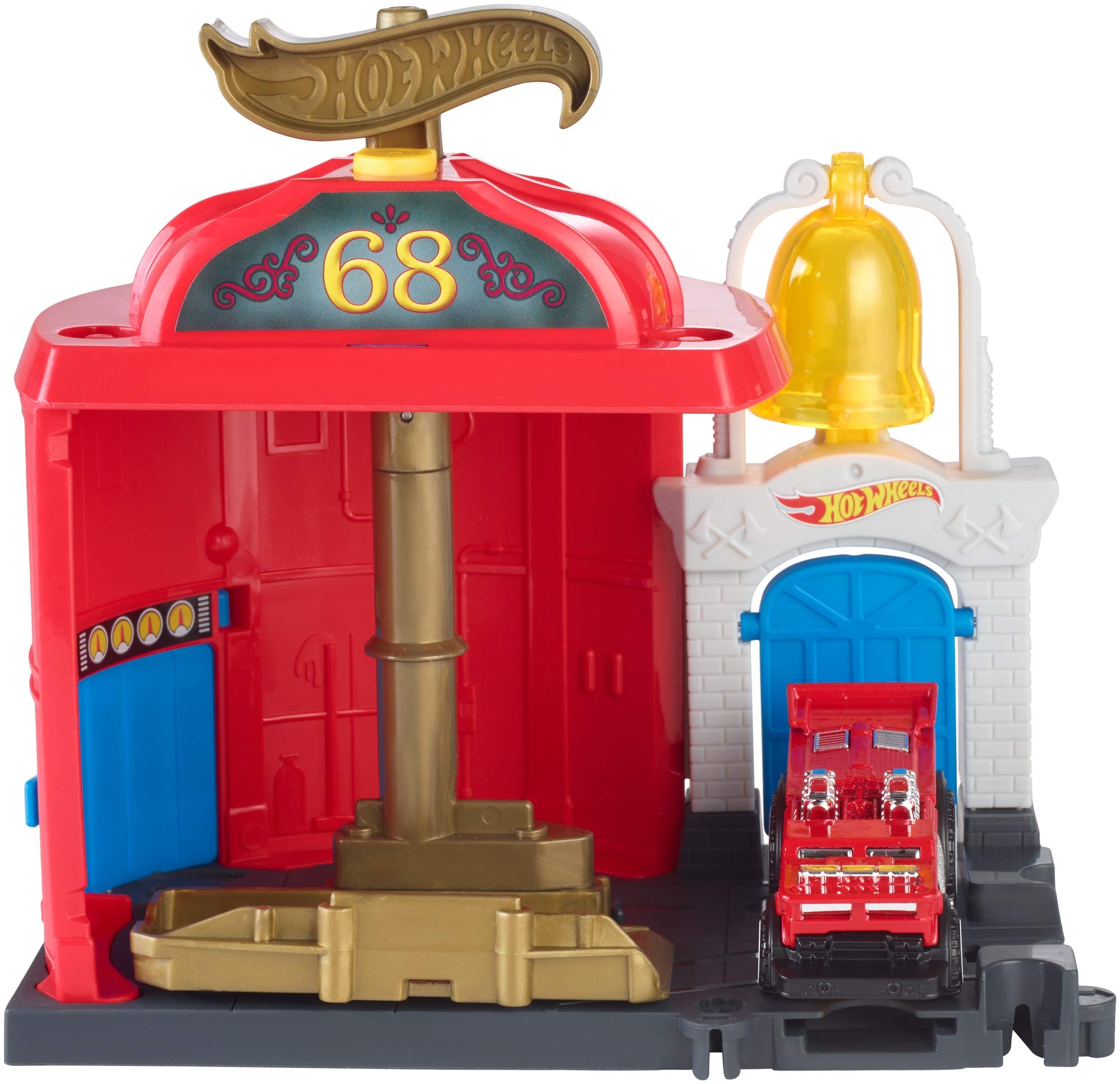 hot wheels city downtown fire station spinout playset