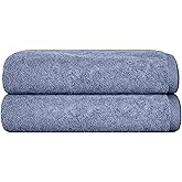 Soleil Fine Goods Luxurious 800 GSM Cotton Bath Towels (2-Pack, 27x54) - Heavyweight & Ultra Absorbent with Modern Borderless Design | Hotel & Spa Quality Luxury for Bathroom- Blue Grey