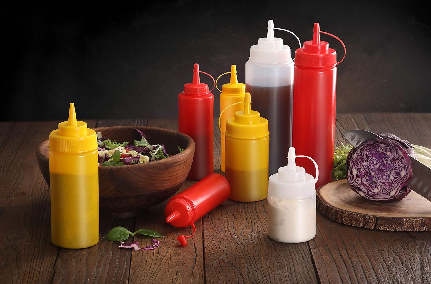 New Star Foodservice 26115 Squeeze Bottles, Plastic, 8 oz, Clear, Pack of 6: Food Dispensers: Kitchen & Dining