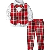 A&J DESIGN Baby Toddler Boys Gentleman Suit Set, 3pcs Outfits Shirts & Vest & Pants