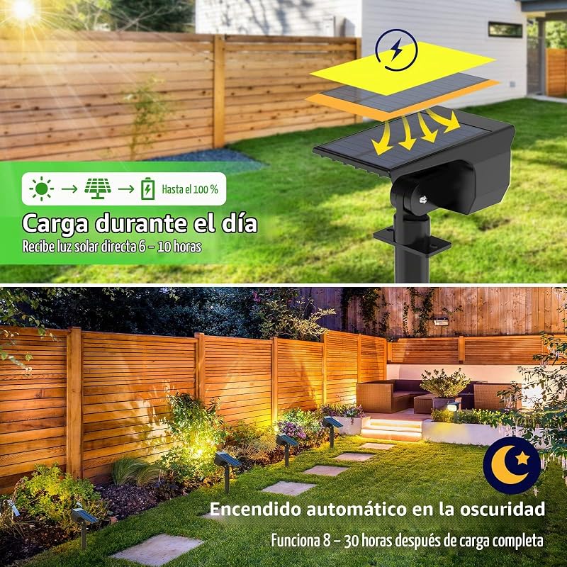Luces Solares LED Exterior 72 LED/7 Piezas/3000K - Lámpara Solar Impermeable IP67 para Jardín, Patio, Caminos, Terraza, Suelo, Calzada, Piscina, Césped, Carril