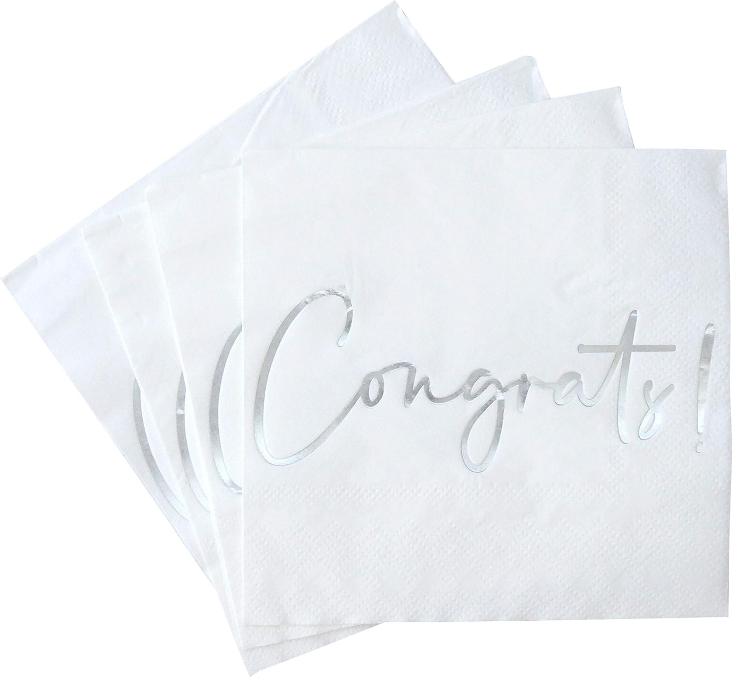 Congratulations Cocktail Napkins - 50 Pack Silver Foil