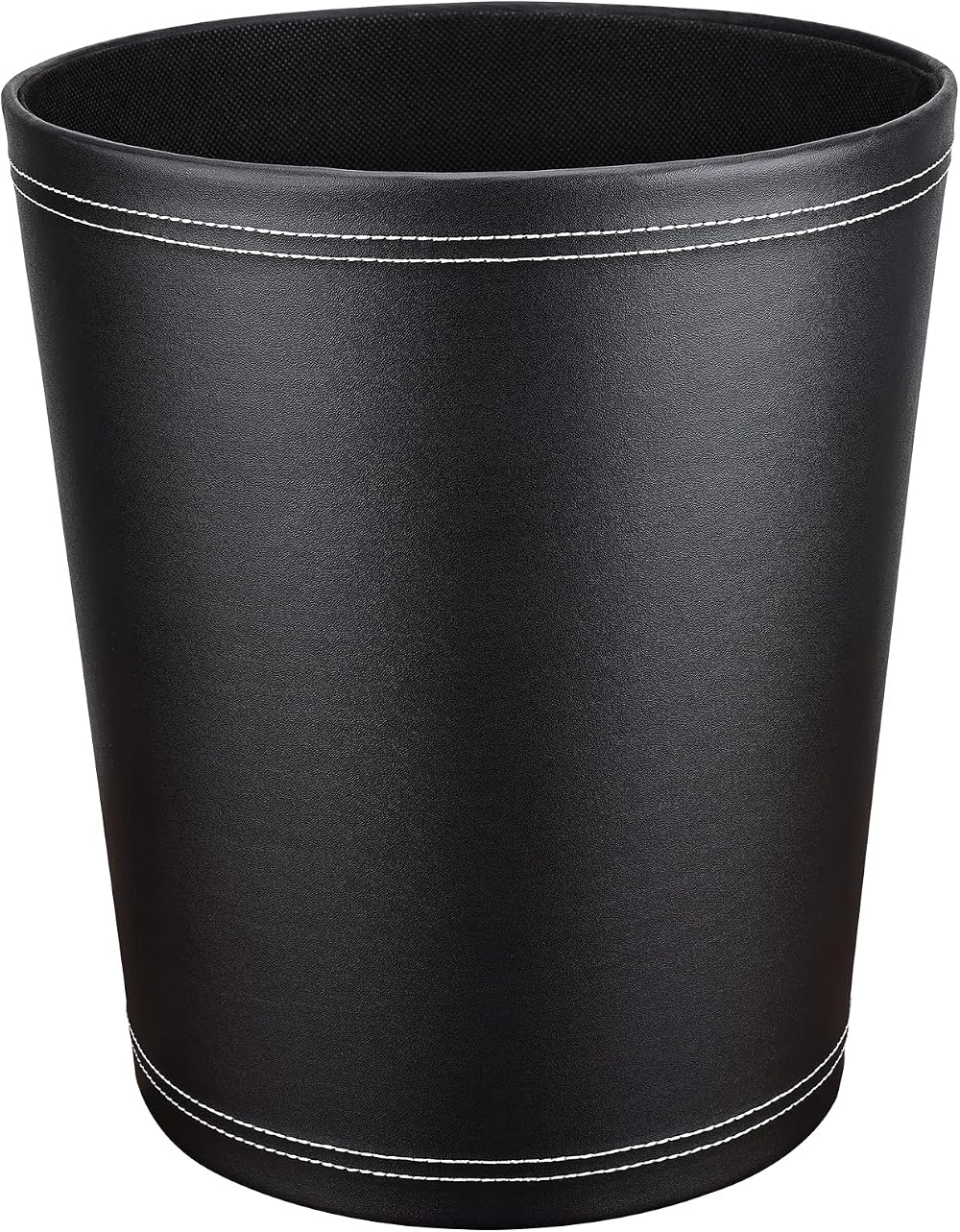 GORESE Leather Trash Can Wastebasket 9.4in Opening 11in H Black