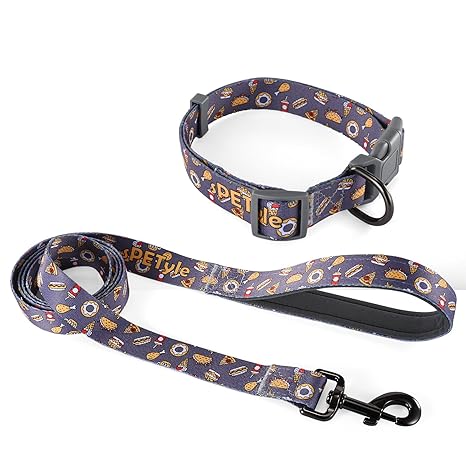 Spetyle Dog Basic Collar And Leash Set For Cats Small Medium And Large Dogs Fast Food S Collar Leash Set - 