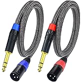 Ihurllu Balanced 1/4" TRS to XLR Male Patch Cable, 3.3Feet Quarter Inch 6.35mm to 3pin XLR Male Microphone Cable, Heavy Duty Nylon Braided, Gold Plated Plug, for Mixer, Speaker, Studio Monitor -2Pack