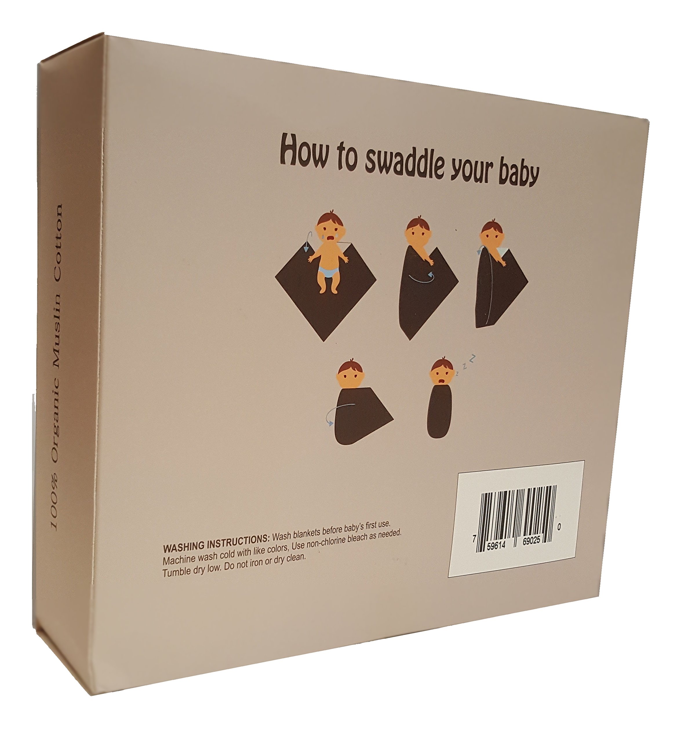 Muslin Swaddle Blankets for Sensitive Baby\'s - 47x47 inches - Unisex neutral design ideal for boy or girl baby