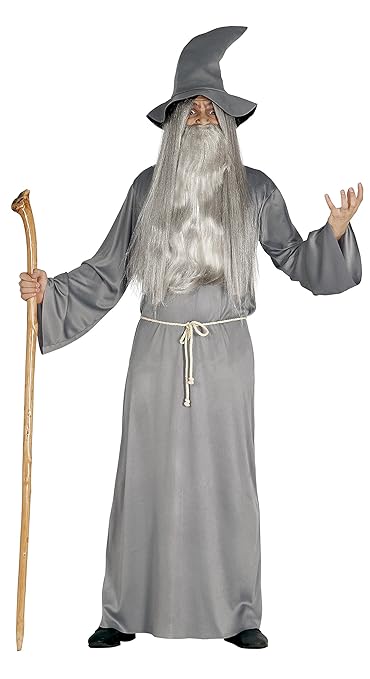 3-teiliges Herren Zauberer Halloween Kostüm - Tunika Hut Kordel - Einheitsgröße M/L