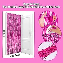 Fuchsia Curtains for Party Decorations, 3 Pack