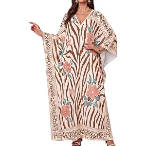 Ommiivex Womens Moo Moo Kaftan Dress Swimwear Coverup Loose Soft Cool for Beach Vaccation Resort