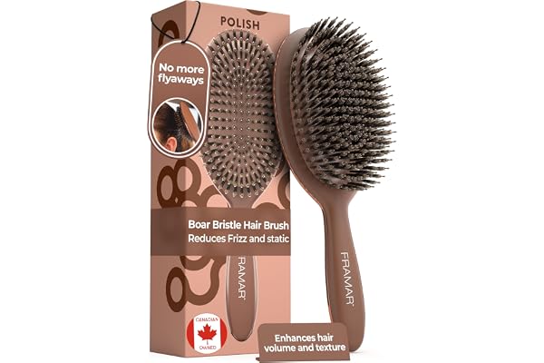 FRAMAR Boar Bristle Hair Brush – Slick Back Hair Brush For Women, Boar Bristle Brush, Slick Back Brush, Hairbrush Women, Bros
