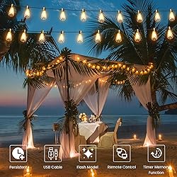 OHLUX 60FT Solar Globe String Lights
