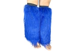 FHQHTH Fuzzy Faux Fur Leg Warmers Fur Heels Long Boots Cuff Cover has Elasticity One Pair Dionysia Boot cover Carnival 18"
