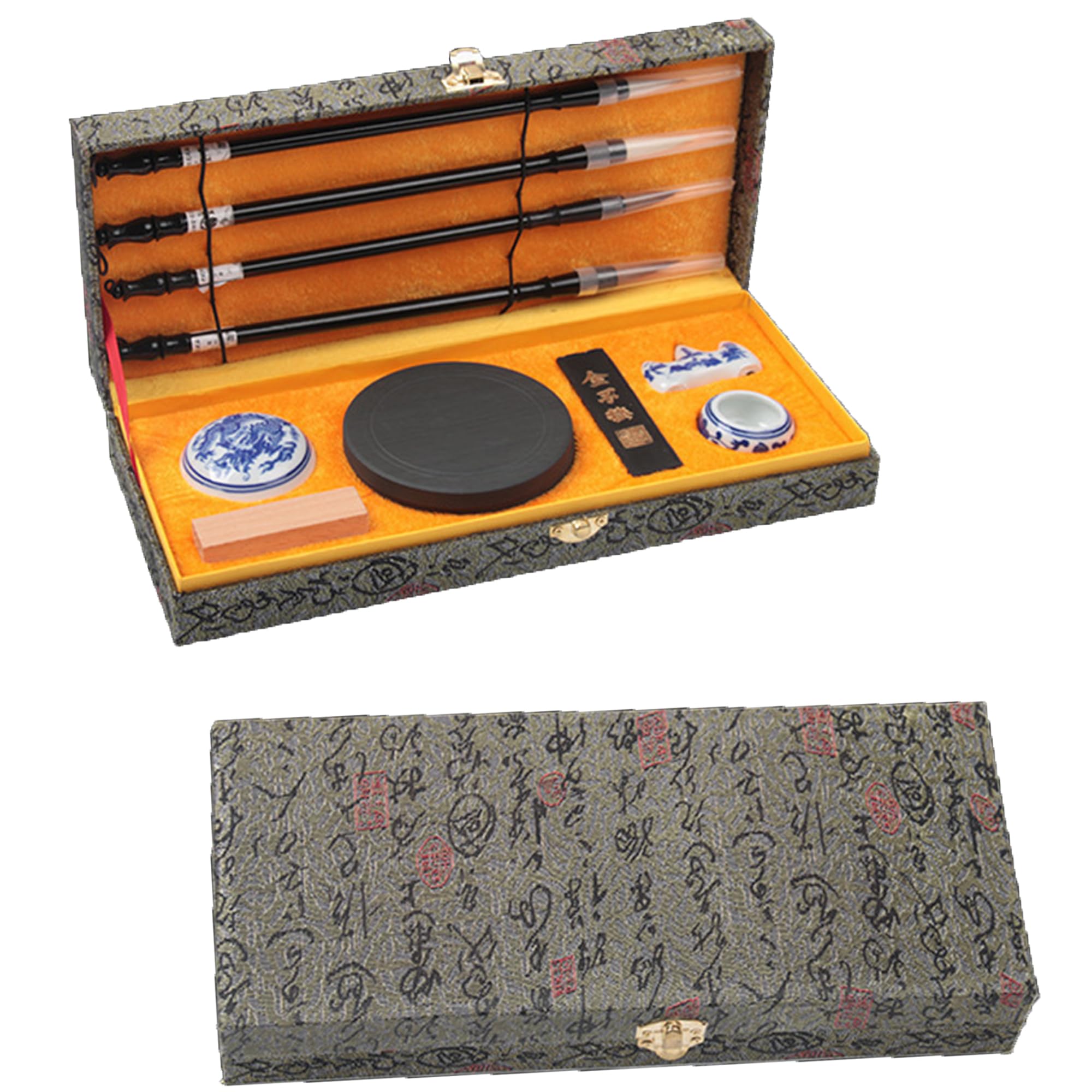 WDEC 10 Pcs Chinese Calligraphy Brushes Set, Excellent Writing Brushes, Gift for Beginner Students with a Beautiful Gift Box (Black)