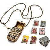 Serijoars Mini Tarot Deck Necklace, Openable Vintage Cage Pendant | 22 Full Color Major Arcana Cards, Adjustable Chain Hypoallergenic Spiritual Witchy Jewelry Gift for Men Women Tarot Lovers