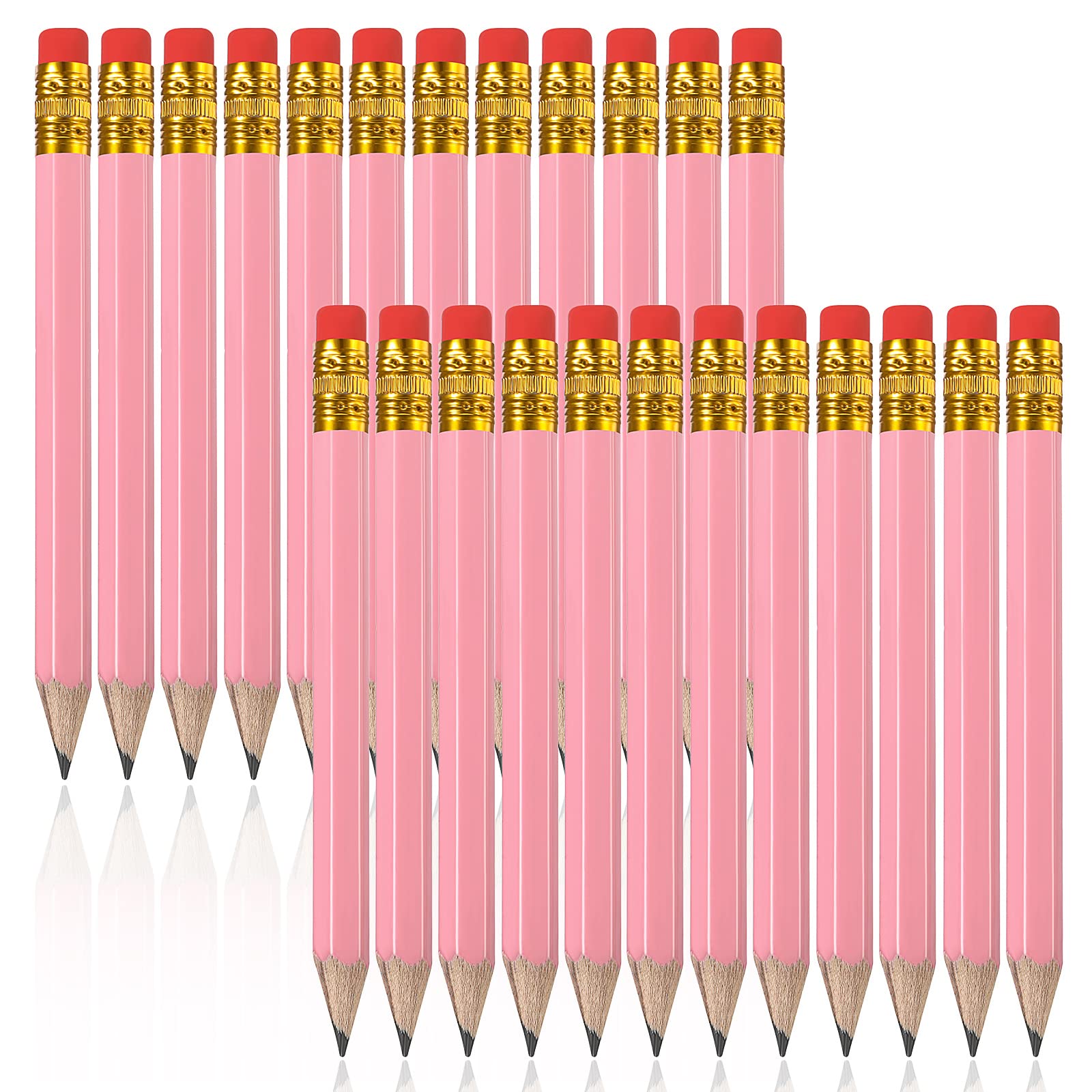 Zonon 24 Pcs Pink Golf Pencils with Erasers Mini Small Pencils Baby ...