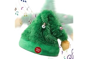 Gfilay Funny Dancing Animated Christmas Tree Hats,27" Musical Singing Santa Hat - Holiday Novelty Party Electric Swing Christmas Plush Hat for Xmas Gift