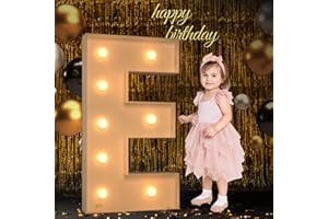 MIXIFOX Marquee Light Up Letters, 3FT Large Letters for Party Decorations, Marquee Numbers, Mosaic Balloon Frame, Baby Letters for Baby Shower Birthday Wedding Engagement Party, Pre-Cut DIY Foamboard Letter E