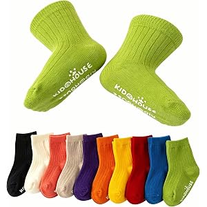 VWU Baby Toddler Socks with Grips Cotton Candy Ankle Non Slip Unisex Child 10 Pairs 0-3 Years