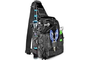 Bnqoe Fishing Backpack Fishing Tackle Storage Bag with Rod Holder Sling Storage Backpack for Outdoor Hiking Travel Hunting