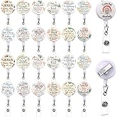 24 Pcs Boho Valentine Christian Badge Reel Bible Verses Badge Holder Retractable with Clip Religious Scripture Decorative Name ID Holder Christian Gifts for Nurse Teacher Office Worker